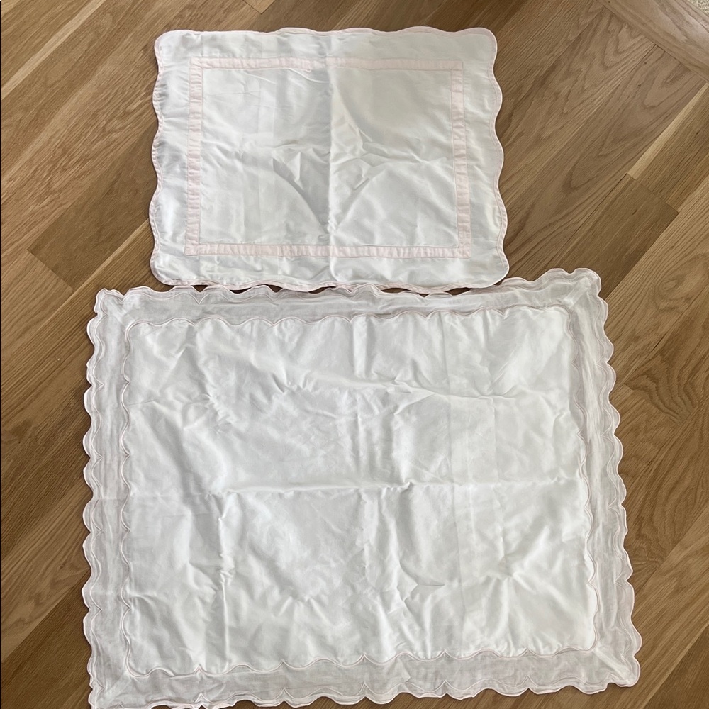 White and Pink Scalloped Pillowcases